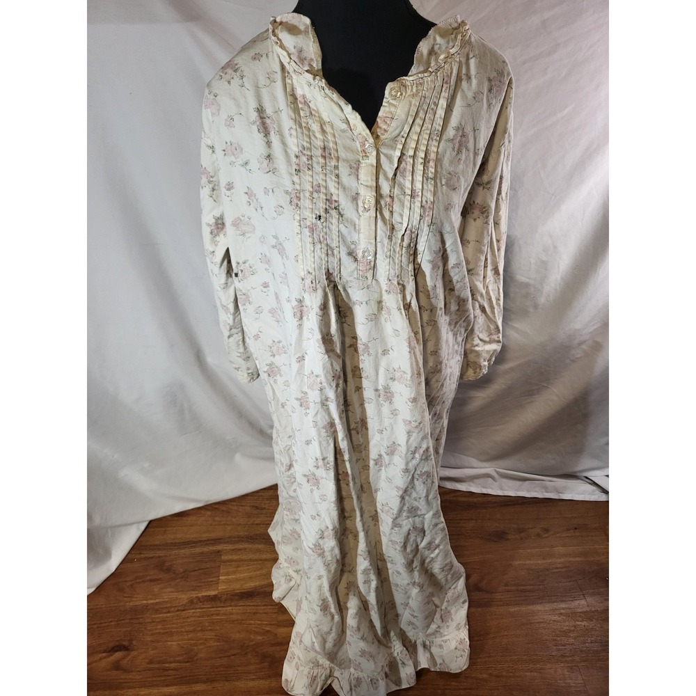 Vtge Laura Ashley Floral Traditional 100% Cotton Nightgown Size Large Read